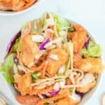 Overhead view of copycat Applebee's Oriental fried chicken salad.
