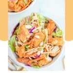 Overhead view of homemade Applebee's Oriental fried chicken salad.