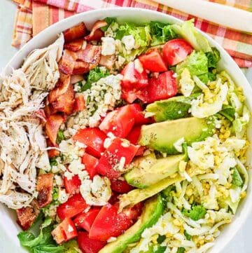 Overhead view of copycat Brown Derby cobb salad.