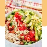 Homemade Brown Derby cobb salad in a white bowl.