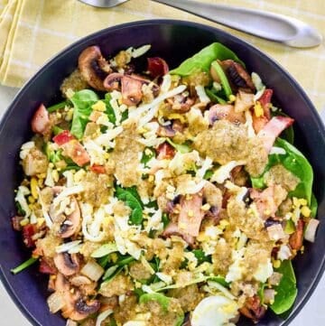 Overhead view of copycat Chart House spinach salad.