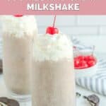 Homemade Chick Fil A cookies and cream milkshake and a bowl of cherries.
