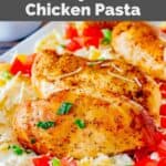 Homemade Chili's Cajun chicken pasta on a white platter.
