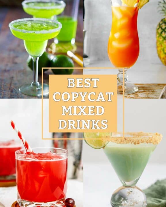 Collage of four copycat mixed drinks.