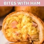 Closeup of a homemade Dunkin stuffed biscuit with ham.