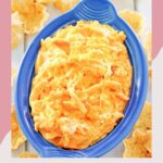 Copycat Frank's buffalo chicken dip in a serving dish.
