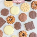 Overhead view of several copycat Girl Scout cookies.
