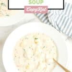 Overhead view of homemade Olive Garden chicken gnocchi soup.