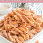 A plate of homemade Taco Bell cinnamon twists.