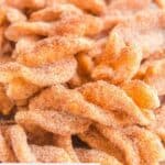 Closeup of homemade Taco Bell cinnamon twists.