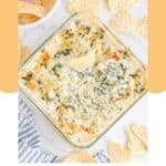 Overhead view of homemade Applebee's spinach artichoke dip.