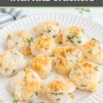 A plate of baked scallops with Ritz cracker topping.