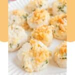 Baked scallops with Ritz cracker topping on a plate.