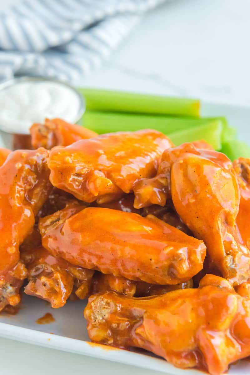 Copycat Buffalo Wild Wings Buffalo wings on a plate.