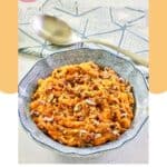 Homemade Burbank's sweet potato casserole with raisins in a bowl.