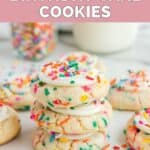 A stack of homemade Crumbl birthday cake cookies.