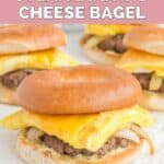 Homemade McDonald's steak bagel breakfast sandwich.