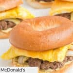 Homemade McDonald's steak bagel on parchment paper.