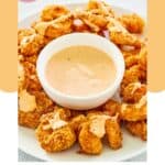Homemade Outback bloomin fried shrimp and dipping sauce.