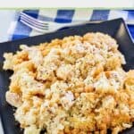 Ritz cracker chicken casserole and a fork.