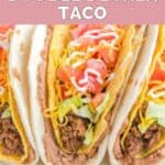Closeup of homemade Taco Bell double decker taco.