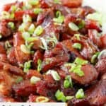 Closeup of homemade Cajun Cafe bourbon chicken.