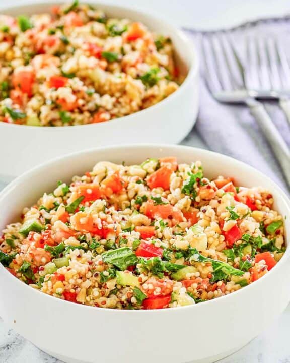 Two bowls of copycat Costco quinoa salad.