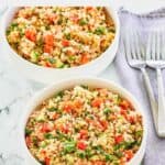 Two bowls of homemade Costco quinoa salad.
