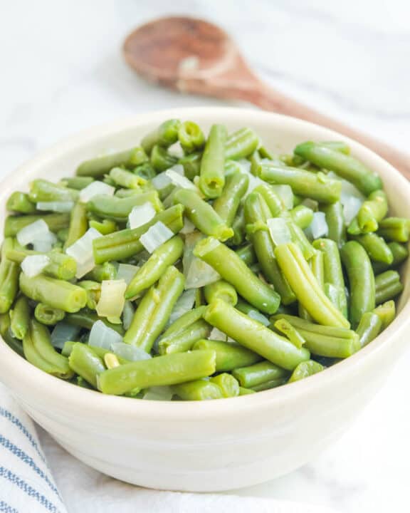 Copycat KFC green beans in a bowl.