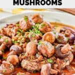 Homemade Outback Steakhouse sauteed mushrooms on a plate.