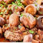 Closeup of Outback sauteed mushrooms on a plate.