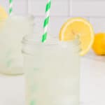 Copycat Starbucks lemonade garnished with a lemon slice.