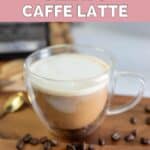 Homemade Starbucks oleato caffe latte and coffee beans.