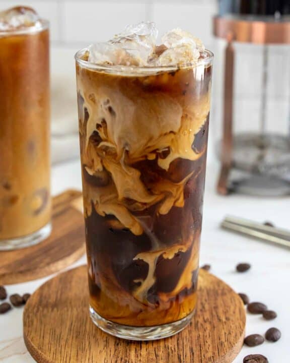 Copycat Starbucks oleato golden foam cold brew coffee drink.