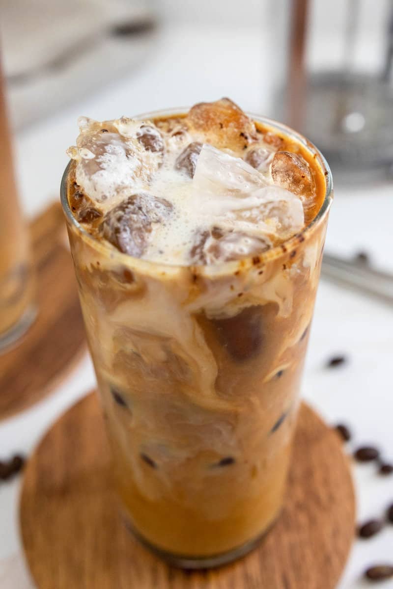 Copycat Starbucks oleato golden foam cold brew iced coffee drink.