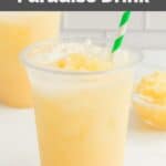 Homemade Starbucks paradise drink with crushed pineapple on top.