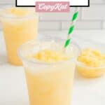 Homemade Starbucks paradise drink and crushed pineapple in a small bowl.