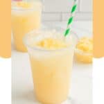 Homemade Starbucks paradise drink in a clear plastic glass.