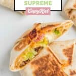 Overhead view of homemade Taco Bell crunchwrap supreme.