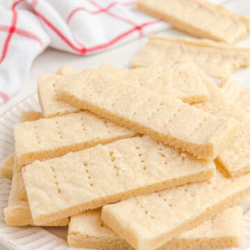 Copycat Walkers shortbread cookies on a plate.