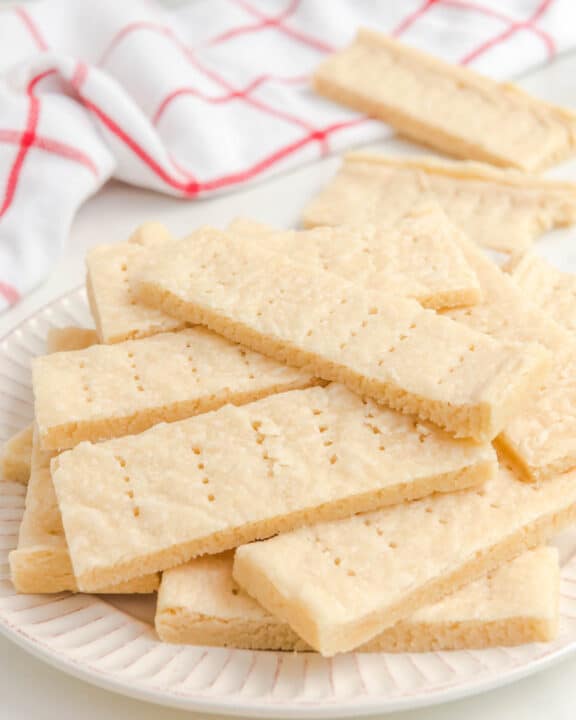 Copycat Walkers shortbread cookies on a plate.