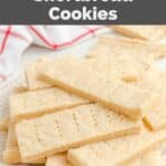 Homemade Walkers shortbread cookies on a white plate.