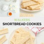 Copycat Walkers shortbread cookies ingredients and the finished cookies.