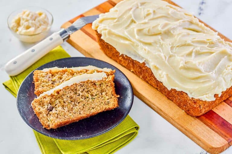 Mom’s Zucchini Nut Bread with Cream Cheese Frosting