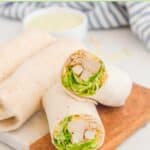 Three homemade Chick Fil A cool wraps and one cut in half.