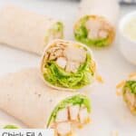 Homemade Chick Fil A Cool Wrap cut in half.