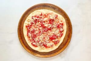Cherry dessert pizza before baking.