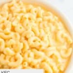 Closeup of homemade KFC mac and cheese in a bowl.
