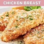 Homemade Luby's Italian chicken breast garnished with parsley.