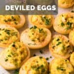 A platter of smoked deviled eggs.